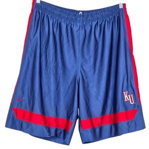 Nike Vintage Men's XL Shiny Dazzle Kansas Jayhawks KU Basketball Shorts Red Blue